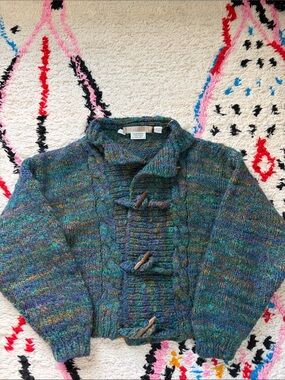 Vintage Perry Ellis Wool Toggle Sweater Cardigan
